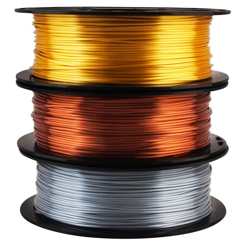 MIKA3D Shiny Silk Gold Silver Copper PLA Filament Bundle, 1.75mm 3D Printer Filament, Each Spool 0.5kg, 3 Spools Pack, with One 3D Printer Remove or Stick Tool MIKA3D - Image 3
